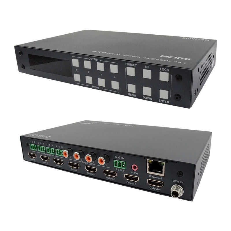 4x4 HDMI Matrix Análogo y extracción de audio SPDIF 4K Control de la interfaz gráfica web TCP/IP