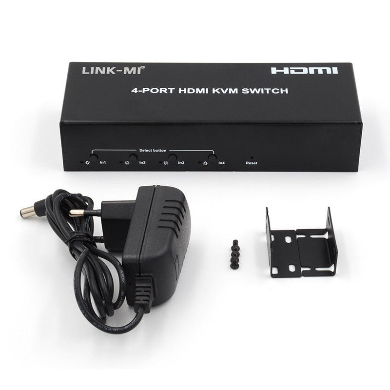 No hay retraso HDMI KVM Switch 4 puertos Ip Kvm HDMI soporte teclas de acceso rápido Automático de conmutación