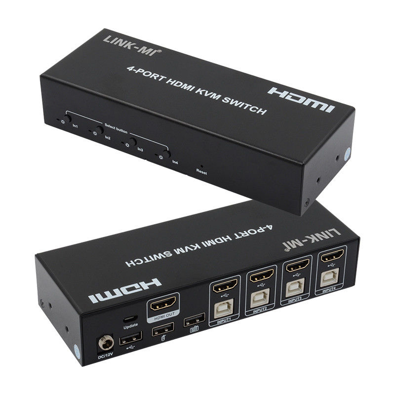 No hay retraso HDMI KVM Switch 4 puertos Ip Kvm HDMI soporte teclas de acceso rápido Automático de conmutación