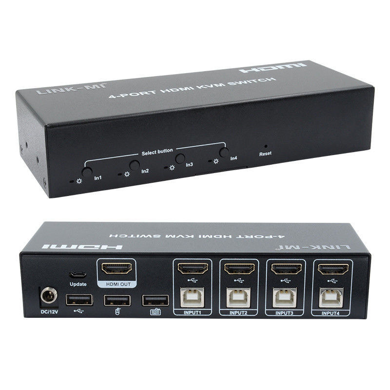No hay retraso HDMI KVM Switch 4 puertos Ip Kvm HDMI soporte teclas de acceso rápido Automático de conmutación