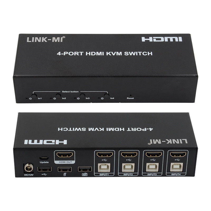No hay retraso HDMI KVM Switch 4 puertos Ip Kvm HDMI soporte teclas de acceso rápido Automático de conmutación