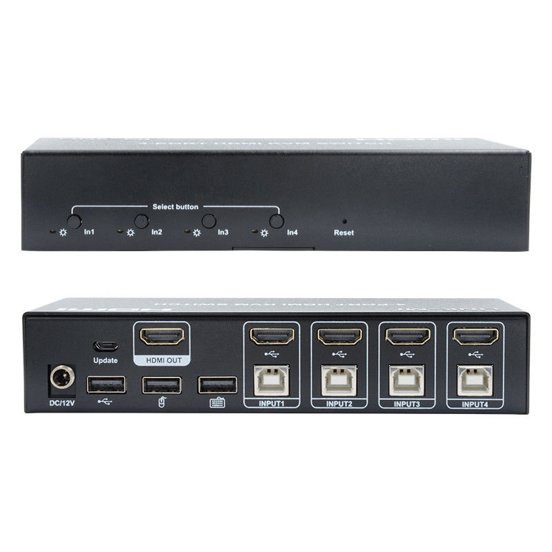 4 puertos KVM Switch HDMI 4K 30Hz teclas de acceso rápido conmutación automática sin retraso USB Switch