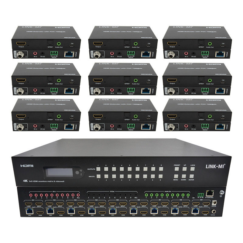 9x9 70M HDMI Procesador de pared de vídeo Hdmi Splitter 3x3 4K HDMI Extensor de matriz