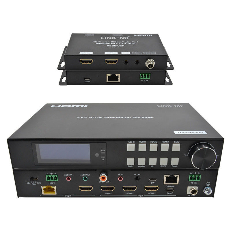 18Gbps 4K Video HDMI Switch 2.0 HDBaseT Switch con entradas HDMI y USB-C