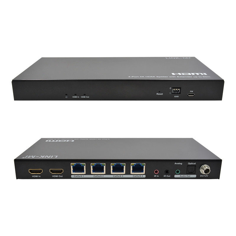 1x4 4K Wireless HDMI Splitter Extender Apoyo a 60m 4K@60Hz AV Splitter a través de RJ45
