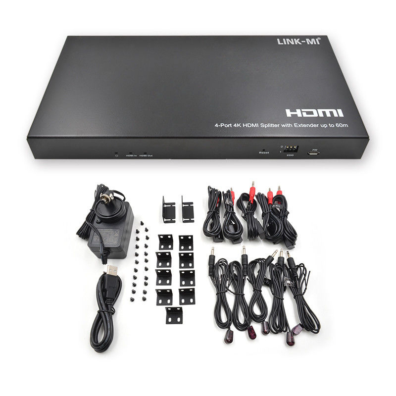 1x4 4K Wireless HDMI Splitter Extender Apoyo a 60m 4K@60Hz AV Splitter a través de RJ45