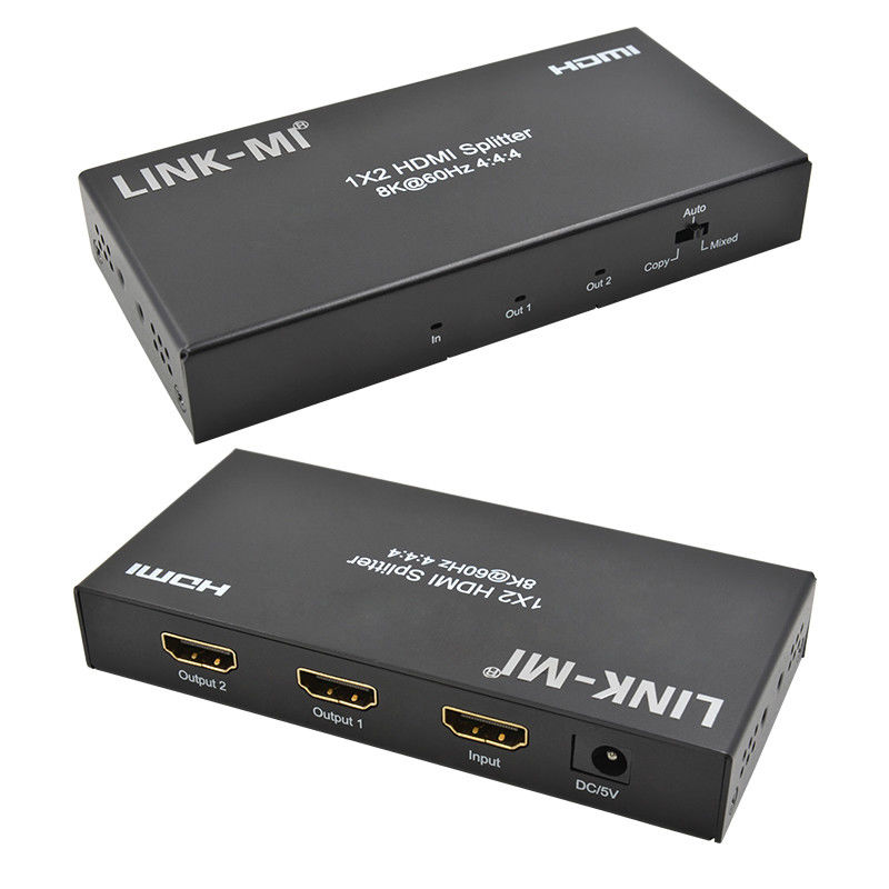 48Gbps HDMI Splitter 8k 1x2 HDMI Extender Soporte para reducción de escala HDR10 EDID HDCP2.2