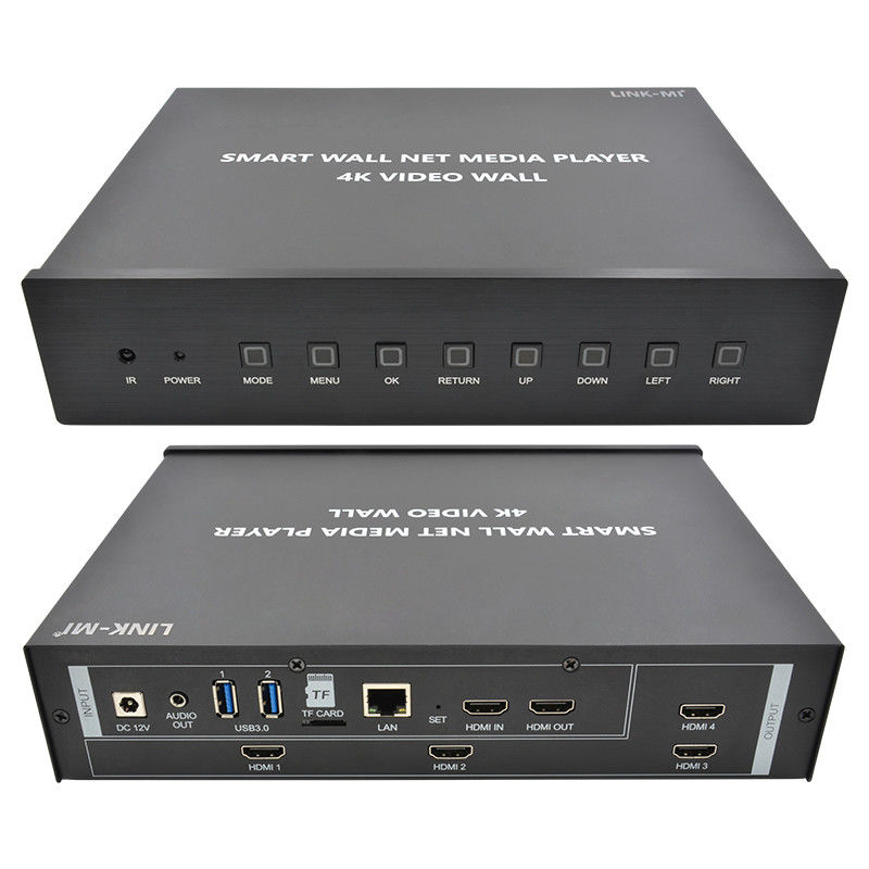 Control de pared de vídeo HDMI 2X2 4K Reproductor de medios Procesador de pared de TV para 4 televisores