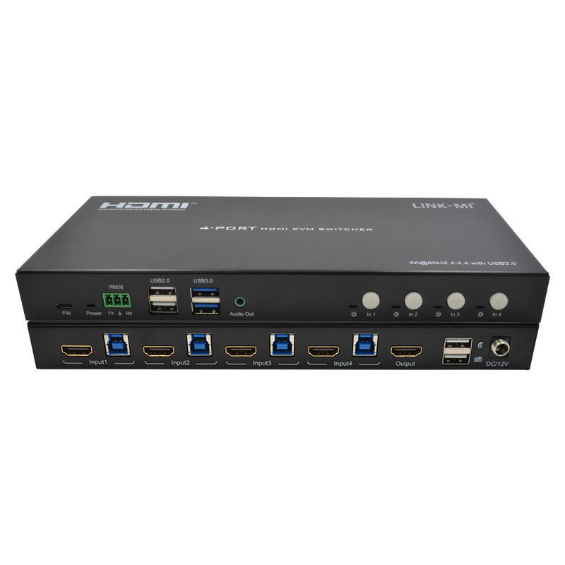 4 puertos de red HDMI2.0 KVM Conmuta hasta 4K 60Hz 18Gbps
