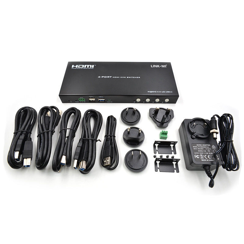 4 puertos de red HDMI2.0 KVM Conmuta hasta 4K 60Hz 18Gbps