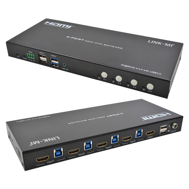 4 puertos de red HDMI2.0 KVM Conmuta hasta 4K 60Hz 18Gbps