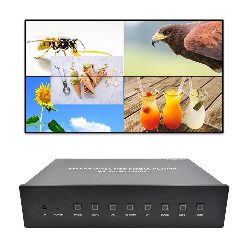 Control de pared de vídeo HDMI 2X2 4K Reproductor de medios Procesador de pared de TV para 4 televisores
