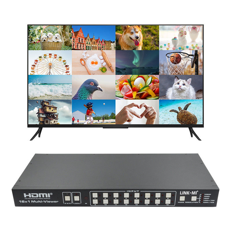 16X1 AV 4K Quad Multiviewer 16 en 1 Procesador de cambio de video sin fisuras