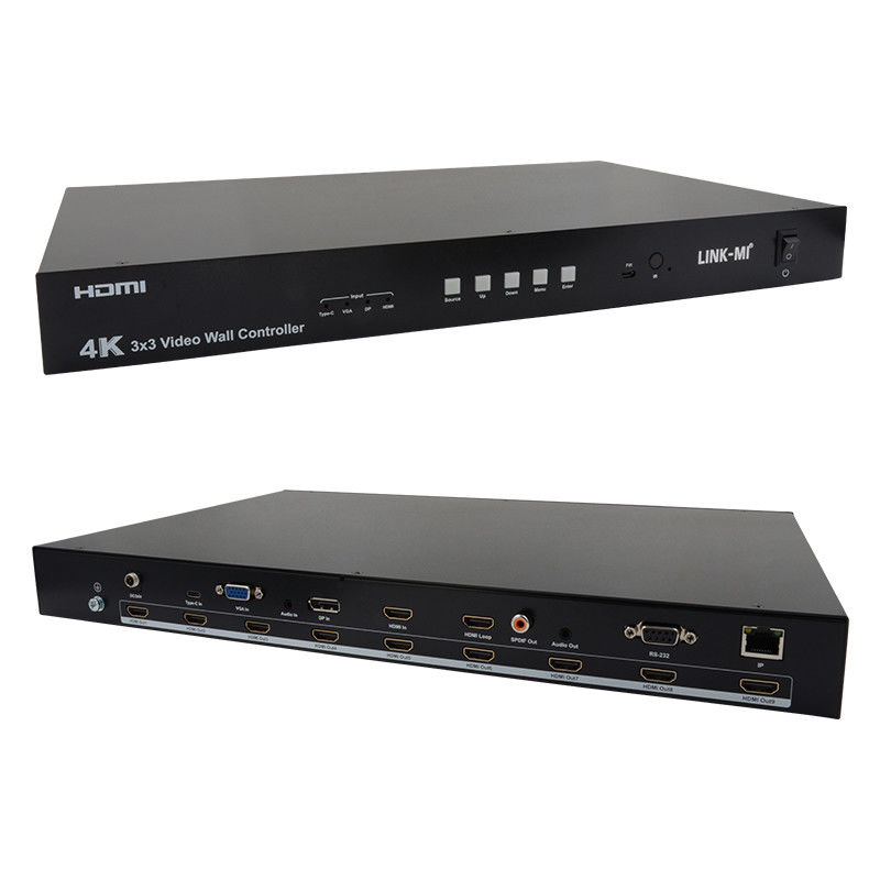 Control de pared de vídeo 4K Ultra HD HDMI DP 3x3 Procesador de pared de vídeo VGA USB tipo-C