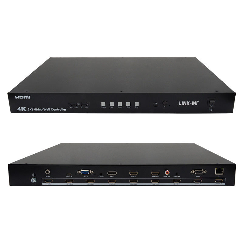 Control de pared de vídeo 4K Ultra HD HDMI DP 3x3 Procesador de pared de vídeo VGA USB tipo-C