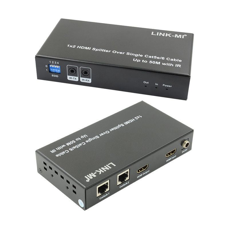 1X2 50M 4K HDMI Splitter sobre Cat5e/6 Soporte de cable 3D IR en cascada para 4 capas