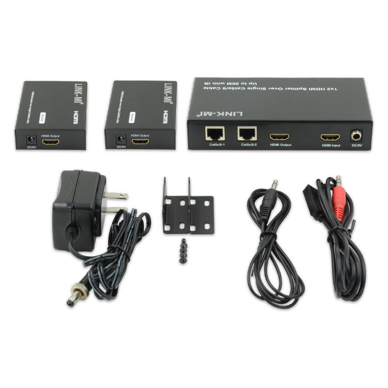 1X2 50M 4K HDMI Splitter sobre Cat5e/6 Soporte de cable 3D IR en cascada para 4 capas