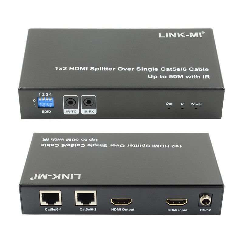 1X2 50M 4K HDMI Splitter sobre Cat5e/6 Soporte de cable 3D IR en cascada para 4 capas