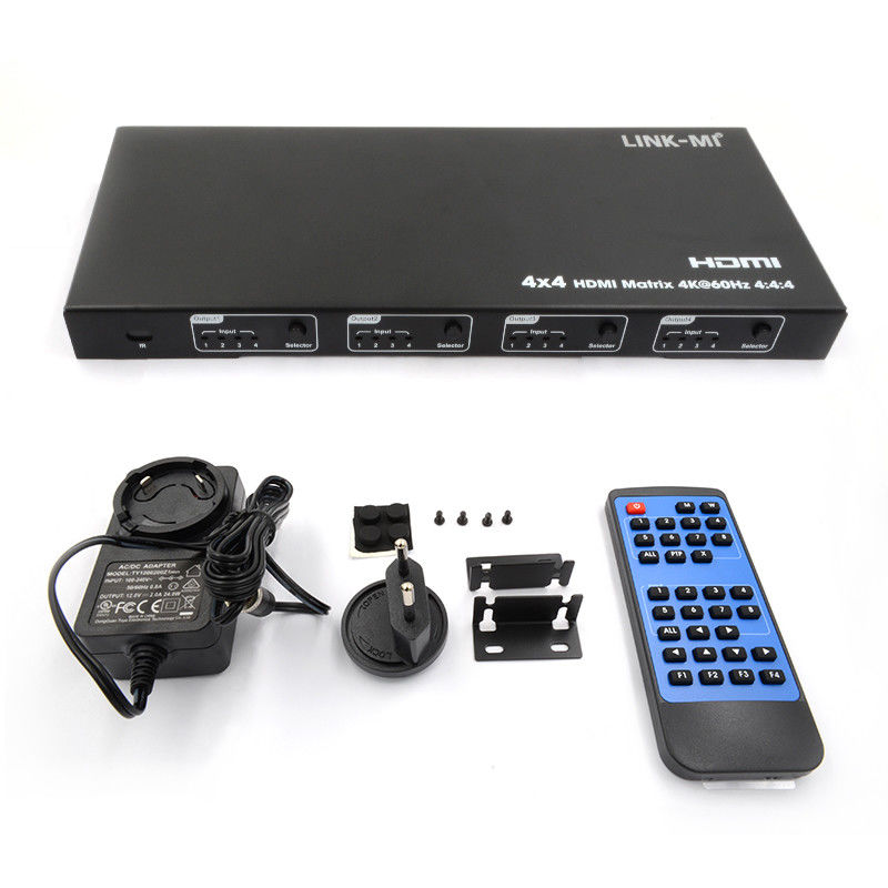 Rs232 4x4 HDMI Matrix Switch Soporte 4K 60Hz 18Gbps EDID 4 a 4 HDMI Switch de vídeo