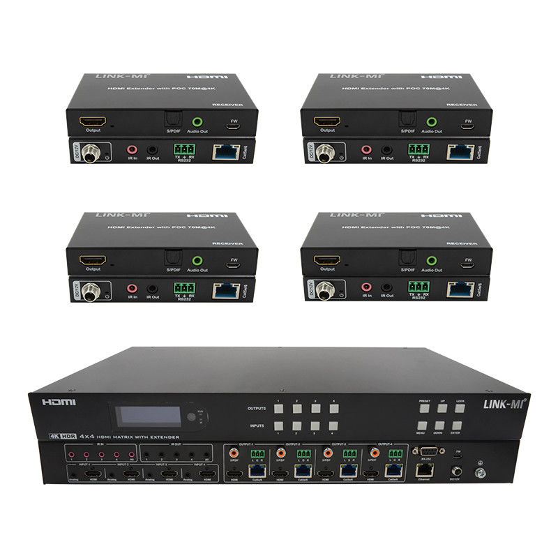 70m 4x4 HDMI Matrix Extender con 4 HDMI Loop Out 4K HDMI Switch de matriz