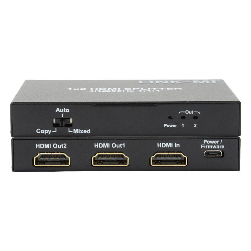 1x2 HDMI2.0 Splitter Apoyo 3D 18G HDR HDCP2.2 2 puertos Splitter de video