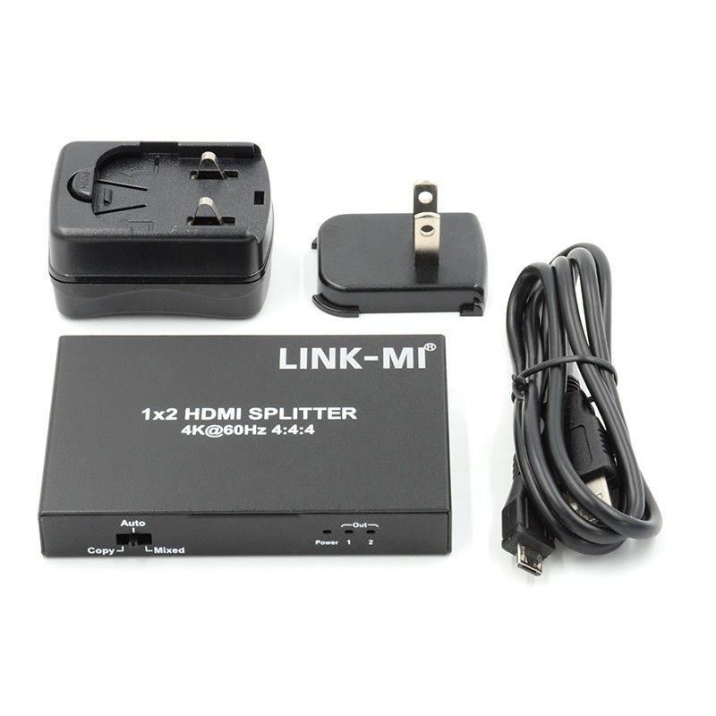 1x2 HDMI2.0 Splitter Apoyo 3D 18G HDR HDCP2.2 2 puertos Splitter de video