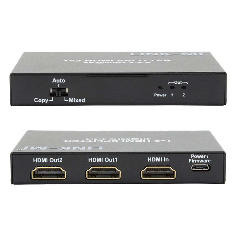 1x2 HDMI2.0 Splitter Apoyo 3D 18G HDR HDCP2.2 2 puertos Splitter de video