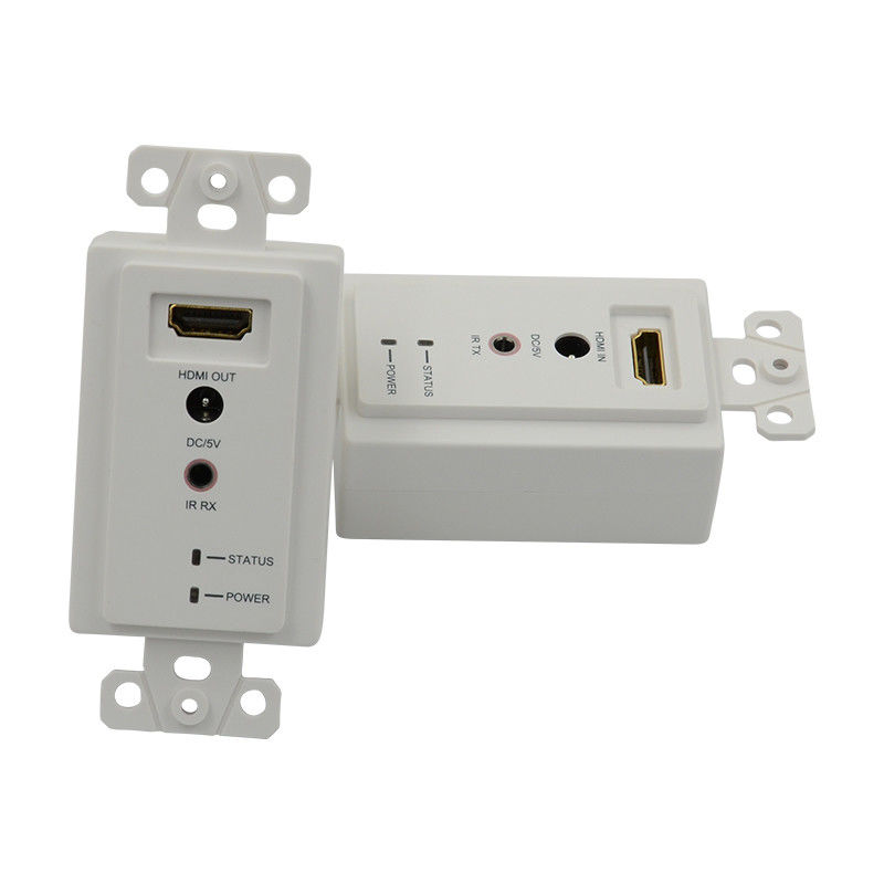 Extensor de placa de pared HDMI de 60m a través de un solo Cat5e Cat 6 a HDMI Extensor de soporte 3D IR
