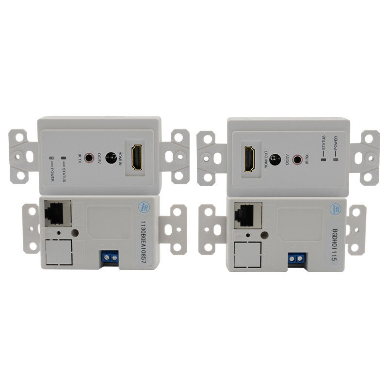 Extensor de placa de pared HDMI de 60m a través de un solo Cat5e Cat 6 a HDMI Extensor de soporte 3D IR