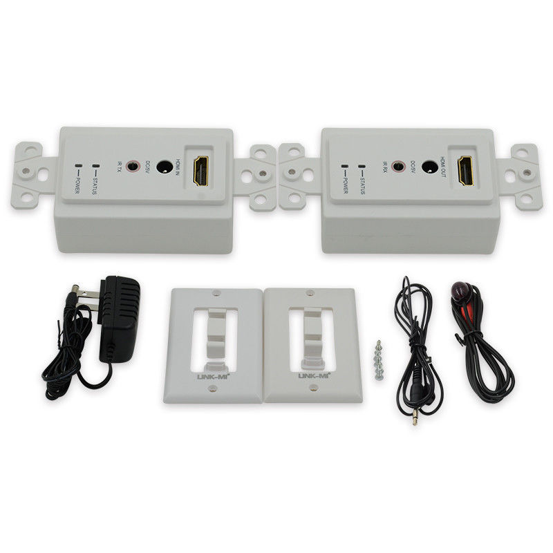 Extensor de placa de pared HDMI de 60m a través de un solo Cat5e Cat 6 a HDMI Extensor de soporte 3D IR