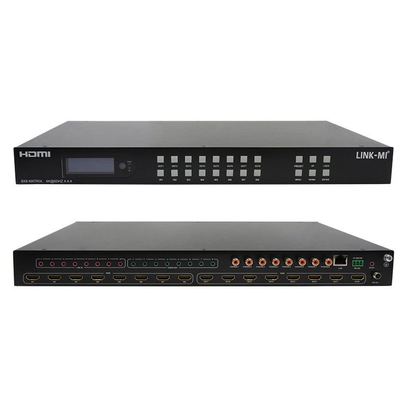 8x8 HDMI Matrix 4k Hdmi Switcher con soporte de extracción de audio analógico 18Gbps HDR