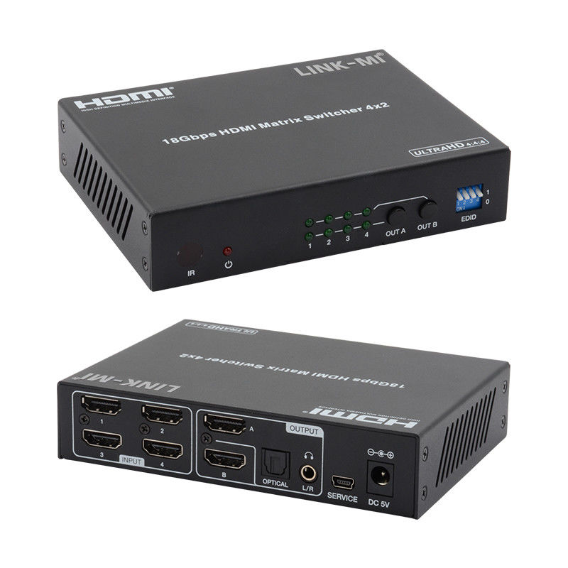 4X2 HDMI Matrix Switch Hdmi Switch Extractor de audio 4K a 1080P Conmutador de video