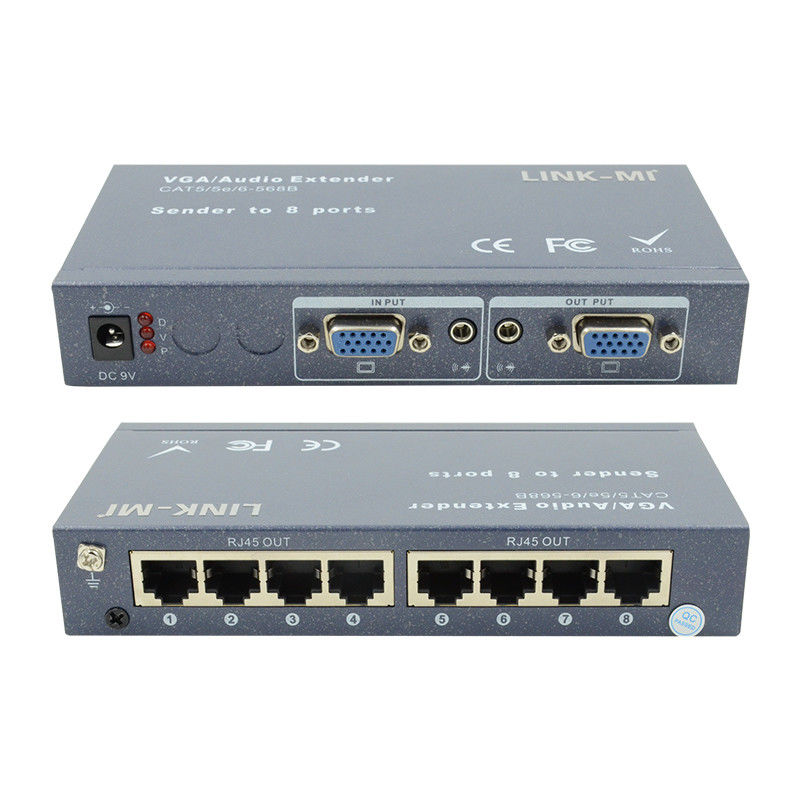 100m 200m 300m 1/8 VGA Splitter 1X8 Extensor de 1 a 8 Extensor de video y audio