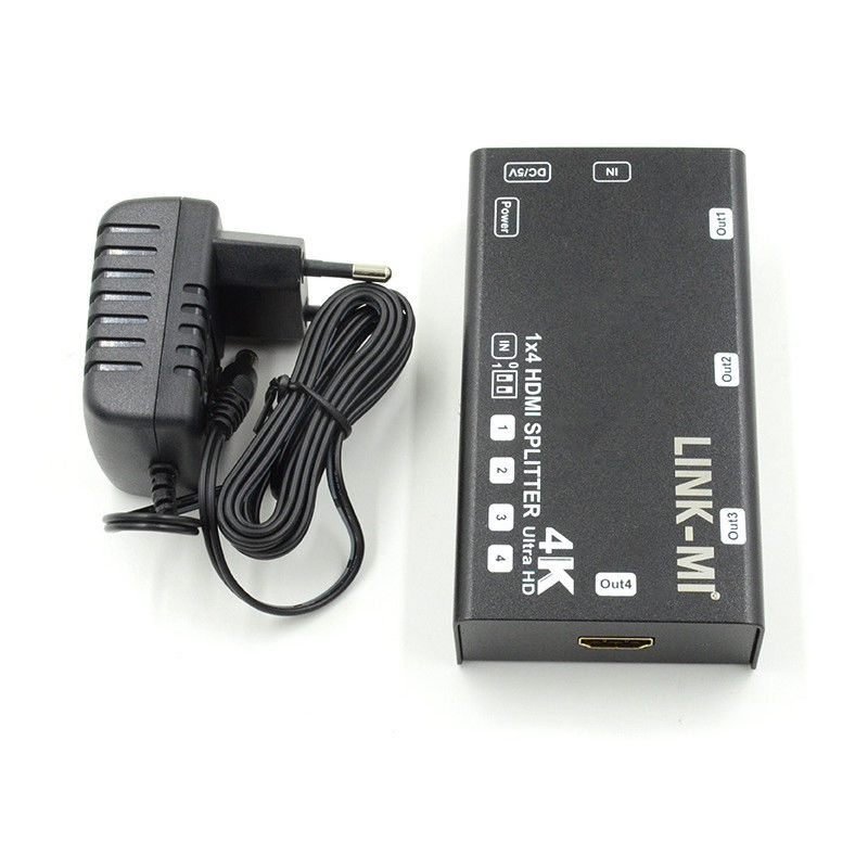 1X4 Video Splitter HDMI 4k 60Hz AV Splitter Soporte 3D EDID para 4 televisores Ultra HD