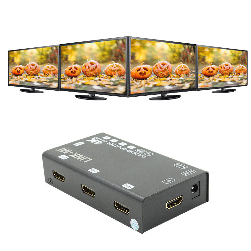 1X4 Video Splitter HDMI 4k 60Hz AV Splitter Soporte 3D EDID para 4 televisores Ultra HD