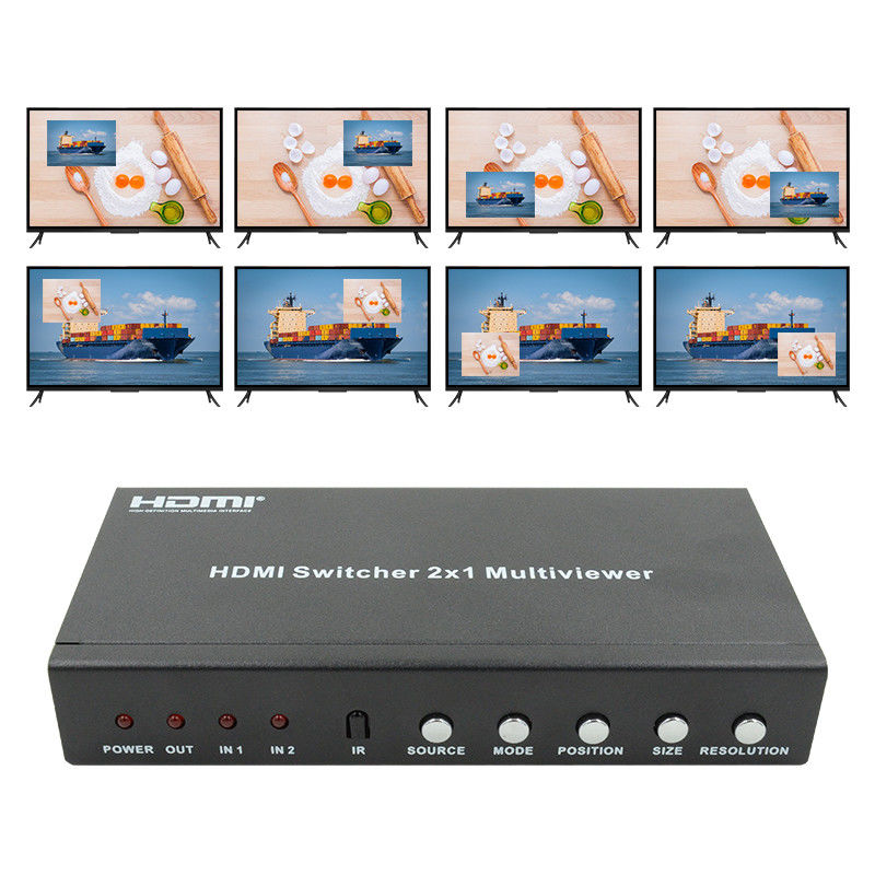 225MHz HDMI Quad Screen Splitter HDMI 2x1 Multiviewer con PIP 2 en 1 salida