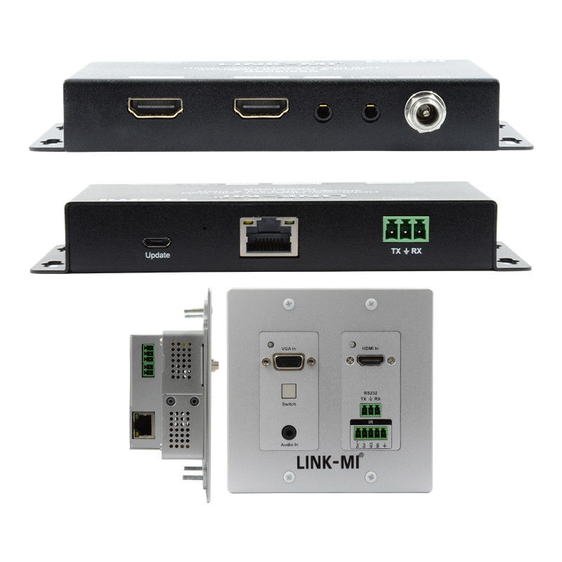 4K 40M HDBaseT HDMI+VGA Extensor de pared de placa de pared de banda ancha bidireccional IR RS232 Pasa a través