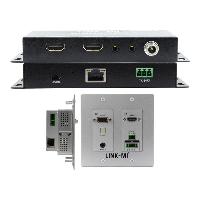 4K 40M HDBaseT HDMI+VGA Extensor de pared de placa de pared de banda ancha bidireccional IR RS232 Pasa a través