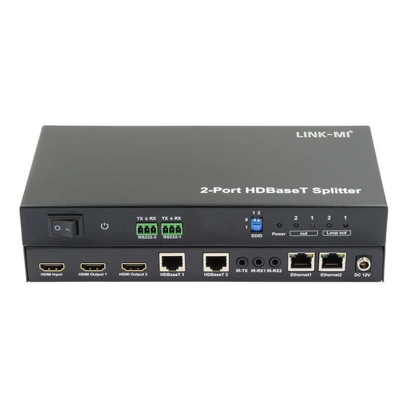 100m 1x2 HDBaseT Splitter con HDCP2.2 Cumplimiento POC Ethernet y RS232 Pasa a través