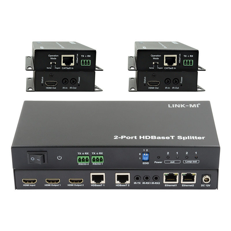 100m 1x2 HDBaseT Splitter con HDCP2.2 Cumplimiento POC Ethernet y RS232 Pasa a través