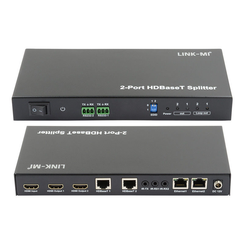 100m 1x2 HDBaseT Splitter con HDCP2.2 Cumplimiento POC Ethernet y RS232 Pasa a través