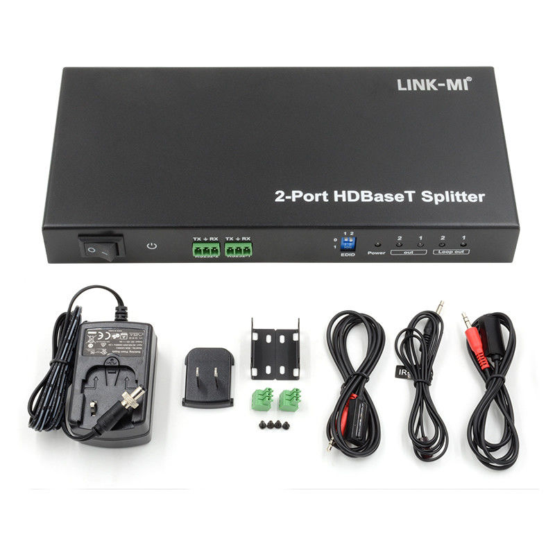 100m 1x2 HDBaseT Splitter con HDCP2.2 Cumplimiento POC Ethernet y RS232 Pasa a través