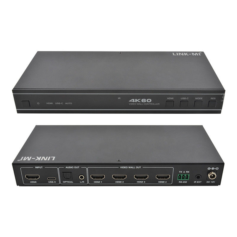 Controlador de pared de vídeo HDMI 1X4 fácil de usar con entrada de audio USB-C y soporte RS232