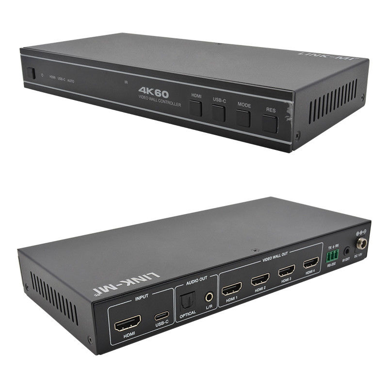 Controlador de pared de vídeo HDMI 1X4 fácil de usar con entrada de audio USB-C y soporte RS232