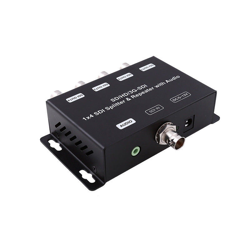 Repetidor de amplificador de distribución HD/SD-SDI de 1 a 4 con impedancia de salida de audio de 75 ohms