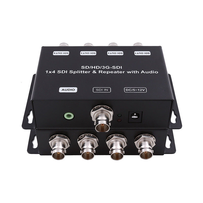 Repetidor de amplificador de distribución HD/SD-SDI de 1 a 4 con impedancia de salida de audio de 75 ohms