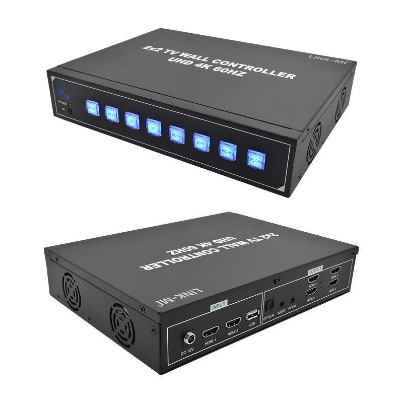 4K60 2x2 controlador de pared de video para 4 televisores de empalme Soporte 1x2 1x3 1x4 4x1 3x1 2x1 Procesador de pared de TV UHD