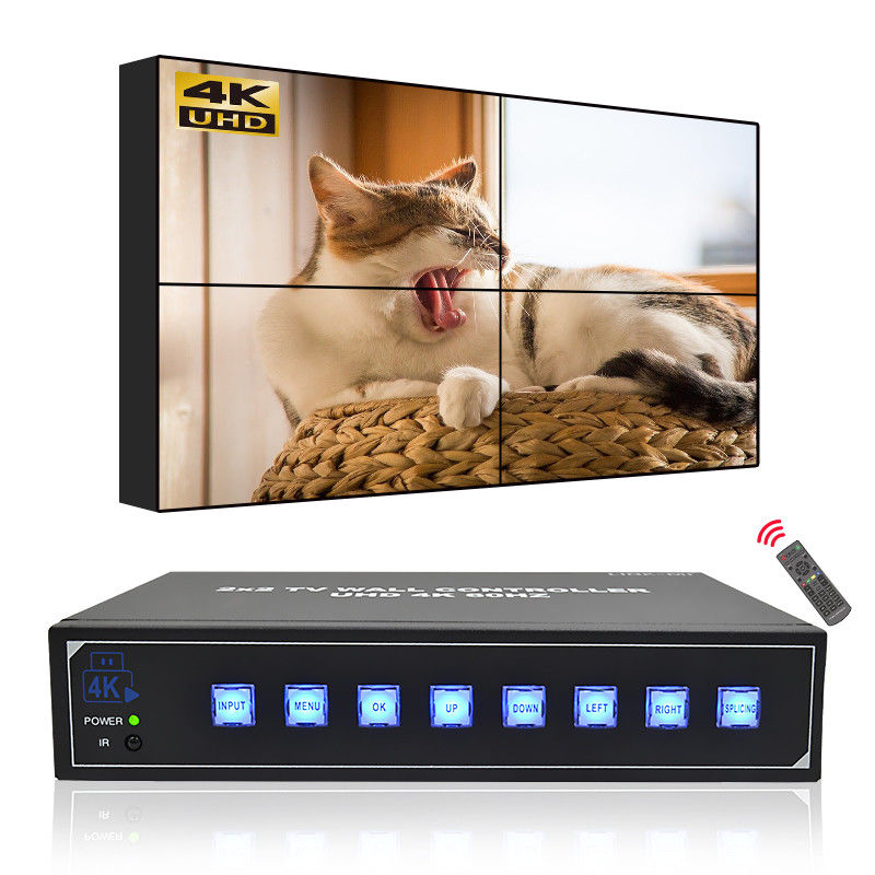 4K 2X2 controlador de pared de vídeo para sala de control 1X4 pantalla de pared de vídeo 3.5mm salida de audio