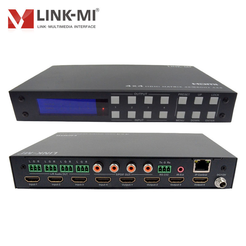 4K 4x4 HDMI Matrix HDMI 2.0b Matrix con soporte de espacio de color HDCP 2.2 y DCI-P3/Rec.2020