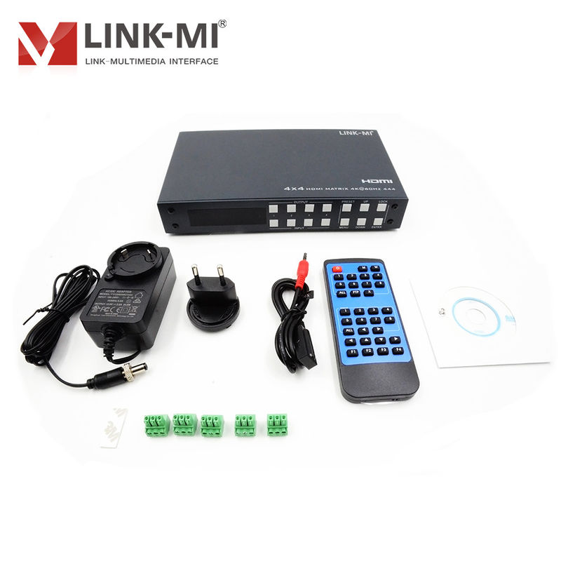 4K 4x4 HDMI Matrix HDMI 2.0b Matrix con soporte de espacio de color HDCP 2.2 y DCI-P3/Rec.2020